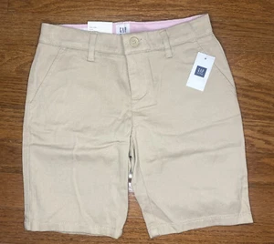 NEW! Gap Kids Khaki Bermuda Shorts Low Rise Slim Size 7 School Uniform - Picture 1 of 5