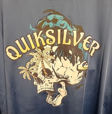Nueva Camisa Para Hombre XL Quiksilver Calavera Surf Protector contra Erupciones Defensor del Sol UV 50+ Azul Foto 1 de 4