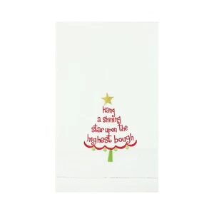 Christmas Tree Motif "Hang a Shining Star" 100% Cotton Guest Towel - Picture 1 of 2