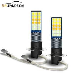 2x Ruiandsion H3 LED Car DRL Headlight Fog Light Bulb 12V White+Yellow+Blue - Imagen 1 de 8