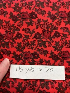 De Colección Tela de Algodón Floral Vibrante Rojo Naranja 1.5 Yardas x 70" Ancho Años 60 NUEVO Edredón de Coser - Imagen 1 de 6
