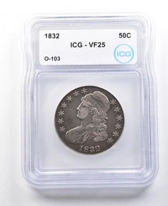 1832 Capped Bust Half Dollar O-103 VF25 ICG *3056 - Picture 1 of 3