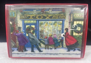Box Of 20 Sunrise Greetings Christmas Cards Window Shopping Dickens Lynn Bywater - Picture 1 of 14