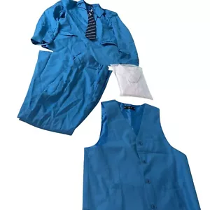 Yuan Lu Boys 5 Piece Suit Set Size 16y Blue Jacket Pants Shirt Tie Youth - Picture 1 of 8
