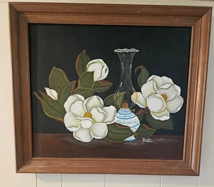 Vintage Floral Fredrix Framed Canvas Oil Painting siged Naomi Jenkins - Picture 1 of 8