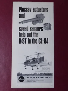 12/1969 PUB PLESSEY AIRBORNE ACTUATORS SPEED SENSOR CANADAIR CL-84 V/STOL AD - Picture 1 of 1