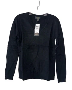 CHARTER CLUB Size S 100% Cashmere V-Neck Pullover Sweater NWT Black D10 - Picture 1 of 6