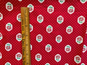 Poinsettias, Polka Dots, Red, White, Green, Fabric Panel, Vintage, 32 x 33 - Picture 1 of 3
