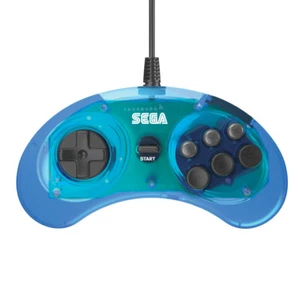 Retro-bit x SEGA Megadrive Clear Blue 6 Button Arcade Pad USB - RET00158 - F43 - Picture 1 of 8