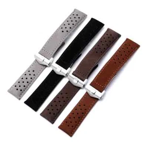 Neu 20-24mm Wildleder Rindsleder Armband für Tag Heuer Carrera Monaco Uhrenarmband - Bild 1 von 14