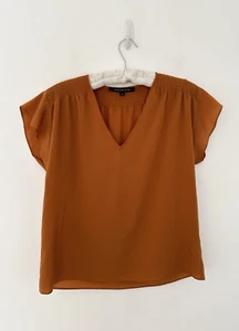 Top donna French Connection marrone chiaro spalle scollate leggero taglia S - Foto 1 di 8