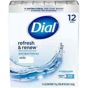 Dial Antibacterial Bar Soap, Refresh & Renew, Spring Water, 4 oz, 12 Bars
