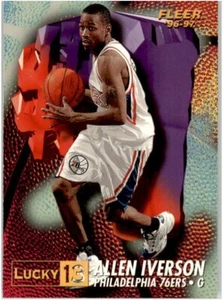 Fleer Lucky 13 #1 1996-97 Allen Iverson Philadelphia 76ers radiocontrol novato como nuevo - Imagen 1 de 2