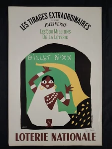 Affiche De Grove Loterie Nationale Tirage Extraordinaire Jules VERNE Signé Ma... - Imagen 1 de 9