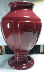 Art Deco Haeger Red Molded Pottery Vase Burgandy 10" Perfect - Picture 1 of 10