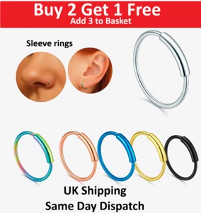 Anillo de aro septal anillo nariz bisagra segmento oreja hélice tragus manga de acero quirúrgico - Imagen 1 de 15