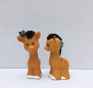 Fisher Price Little People Touch And Feel Animals Giraffe Noahs Ark Zoo Lot Of 2 - Picture 1 of 5
