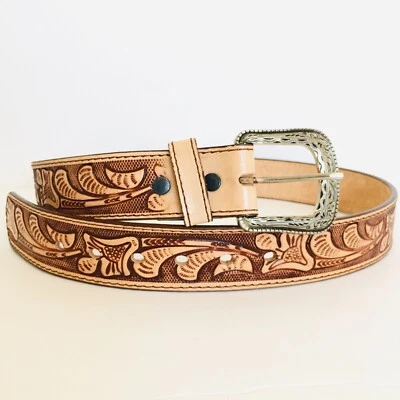 Cinturón Western Mujer Tocado a Mano Cinturón Western Cuero 100% Cuero Foto 1 de 4