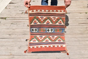 Funda de Almohada Turca Kilim 21''x33'' Tejido a Mano Kirsehir Mini Alfombra 55x84cm Lana - Imagen 1 de 9