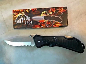NEW Buck Shot Cutlery 5.25" Closed Tactical Folder 18-285B Mustang Trapper - Picture 1 of 8