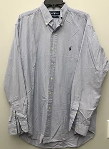 Polo Ralph Lauren Dress Shirt Mens Medium Blake Two Ply Cotton Striped Career - Picture 1 of 7