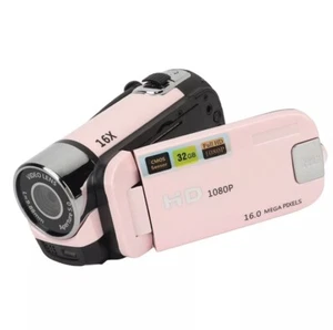 Camcorder Camera Digital Video Camera Full HD 1080P 16x Zoom DV Pink Rotatable - Picture 1 of 11