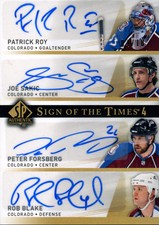 2014/15 SP Authentic Sign of the Times Patrick Roy Joe Sakic Peter Forsberg Rob