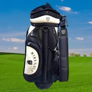 Vintage Nike Golf Bag 7-Way Black White Cart Bag Tiger Woods Golfing - Picture 1 of 11