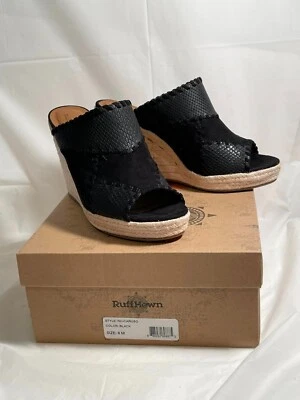 Ruff Hewn Women's Size 8 Black Wedge Slip on Sandals New in Box - Image 1 of 4