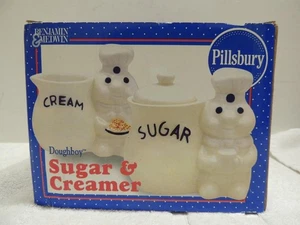 1999 Benjamin & Medwin Pillsbury Doughboy CREAM & SUGAR Holding Cookie Plate NOS - Picture 1 of 8