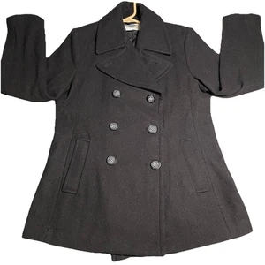 Old Navy Mantel Damen klein schwarz Wollmischung Erbse zweireihig Knopf Oberbekleidung - Bild 1 von 15