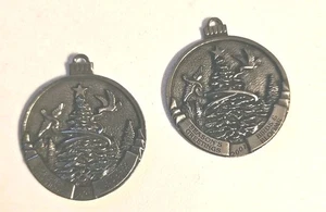 Birds & Blooms  Pewter Christmas Ornament  " Seasons Greetings" 2001 Set Inc. 2 - Picture 1 of 8