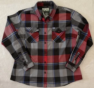 Camisa de franela plisada Dixxon para mujer 2X botones rojos a cuadros poliéster manga larga - Imagen 1 de 15