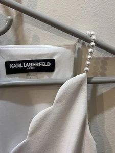 Karl Lagerfeld White Dress Sweetheart Top Pearl Straps Size 0 - Picture 1 of 6
