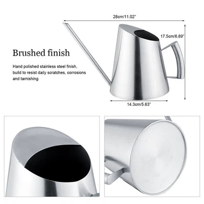 1500ml Stainless Steel Watering Can Brushed Garden Planting Indoor Outdoor - Image 1 of 4