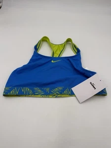 New Nike Women’s Size L Blue/Yellow Racerback Swim Training Wireless Top Bra - Picture 1 of 10