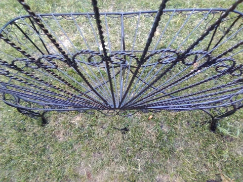 RARE Antique FRENCH Wrought Iron GARDEN BENCH Peacock bench SALTERINI Style VTG Cover