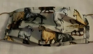  Horses  Print Face Mask Adult  100% Cotton reusable washable  - Picture 1 of 5