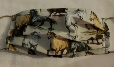  Horses  Print Face Mask Adult  100% Cotton reusable washable  - Image 1 of 4