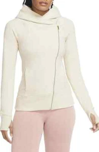 New Nike Yoga Statement Essential Fitted Full-zip Hoodie Oatmeal Pockets Sz M - Picture 1 of 11