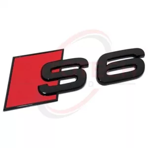 Audi S6 emblema NEGRO BRILLANTE tapa del maletero trasero letra insignia línea S logotipo placa de identificación - Imagen 1 de 3