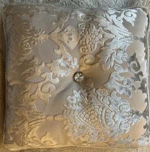Kissen grau silber Brokat Samt 17" Quadrat Cottagecore romantisch viktorianisch Shabby - Bild 1 von 4