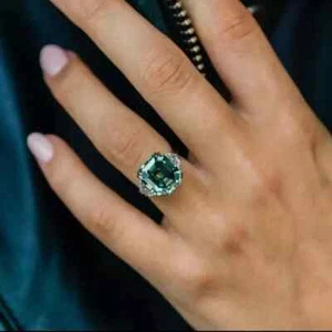 RIVARA 2.30 Ct RING Treated Blue Diamond Solitaire Certified 925 Silver - Picture 1 of 9