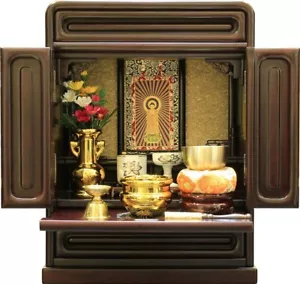 Japanese Wooden Butsudan Compact Small Buddhist alter set Buddhism 43X34X23.5cm - Picture 1 of 9