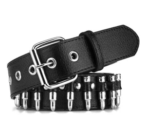 Men's Punk Rivet Bullet Belt Gothic Rock Belt  - Picture 1 of 11