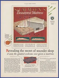 Colchón vintage 1926 SIMMONS Beautyrest construido para dormir anuncio impreso de la década de 1920 - Imagen 1 de 1