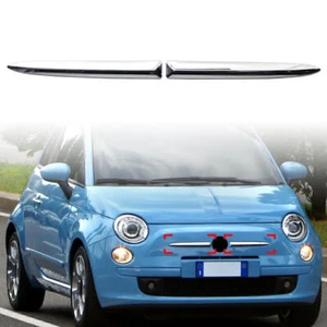 Front Bumper Upper Moulding Panel Trim Cover Fit FIAT 500 2007-2015 Chrome - Picture 1 of 8