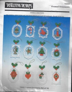 Distlefink Designs~Framed Ornaments~ Plastic Canvas Kit 75553 Set of 12 - Picture 1 of 2