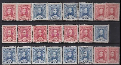 1930 Australia 1 1/2d Red & 3d Blue Charles Sturt Explorer Fine Mint Lot x 23 - Image 1 of 2