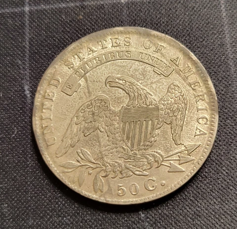 1836 Beaded Reverse Capped Bust Half Dollar 50C on Reverse Extremely Fine (XF) Cover